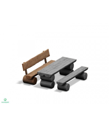 Mediniai suoliukai su staliuku - Rustic Bench