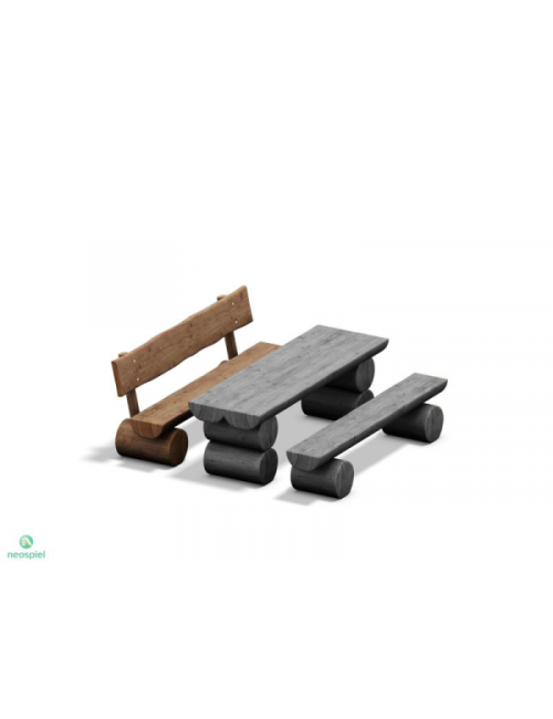 Mediniai suoliukai su staliuku - Rustic Bench