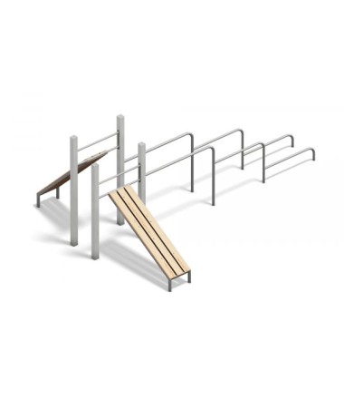 Sporto kompleksas 4Fcircle Dip-Bars - su medine apdaila