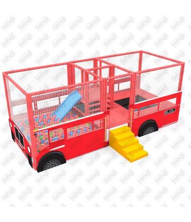 Bebeji J7808 – Vaikiškas Raudonas Autobusas su kamuoliukų baseinu