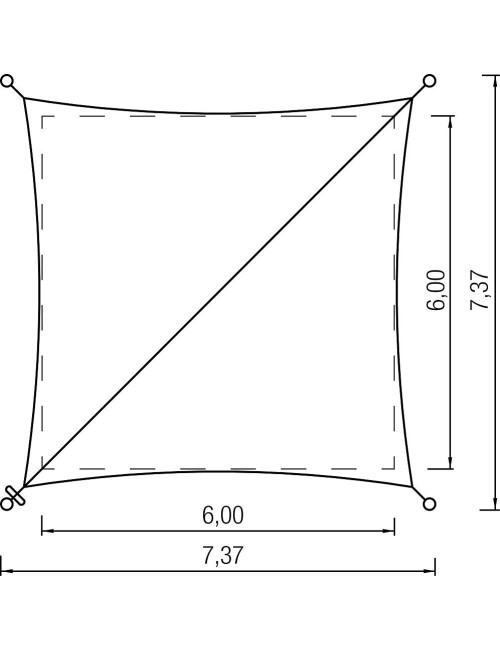 Apsauga nuo saulės kvadratas 6,00x6,00 m.