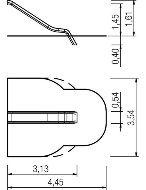 Nerūdijančio plieno čiuožykla - pilka -  PH 145 cm