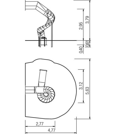 Žaidimų aikštelių čiuožykla - Spiralė 270 laipsnių, PH 295 cm
