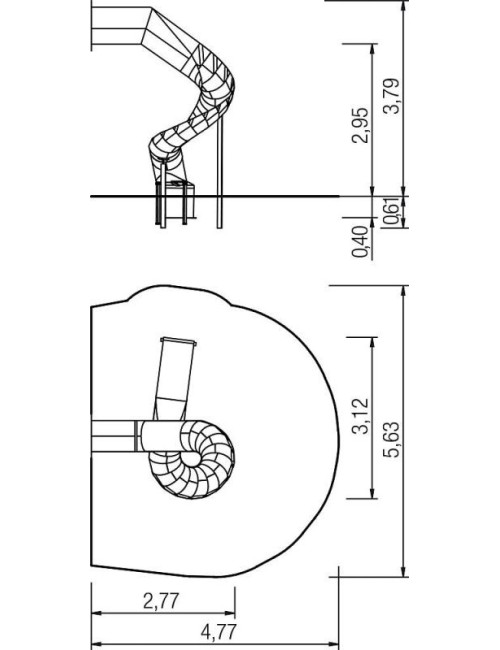 Žaidimų aikštelių čiuožykla - Spiralė 270 laipsnių, PH 295 cm