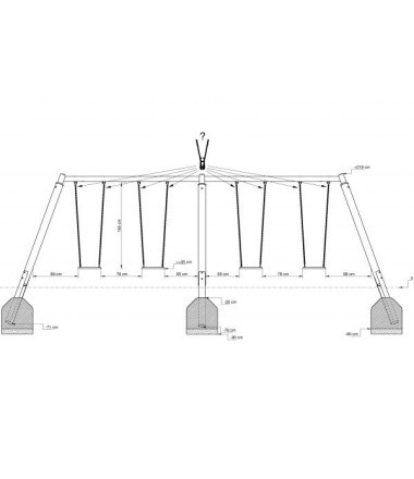Keturvietė supynė Medis/Metalas Aukštis: 2,60 m