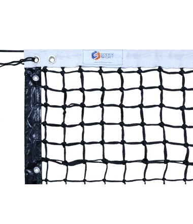 Teniso tinklas Ø3.0mm, 45mm viengubas tinklas su viršutiniu dvigubu tinklu, sustiprintas kontūru.