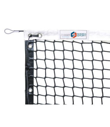 Teniso tinklas, skersmuo 4,0 mm, 45 mm viengubas audinys, sustiprintas kontūras, be mazgų.