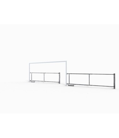 Standartiniai sulankstomi futbolo vartai, gylis nuo 2,3 iki 3,8 m, matmenys: 6x2,1 m.