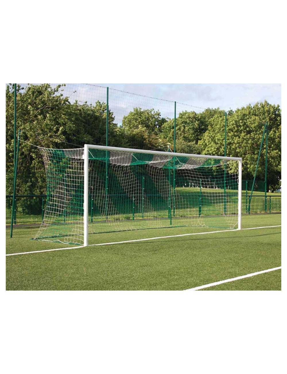 Aliumininiai futbolo vartai su tvirtinimo kojelėmis 7,32 m x 2,44 m