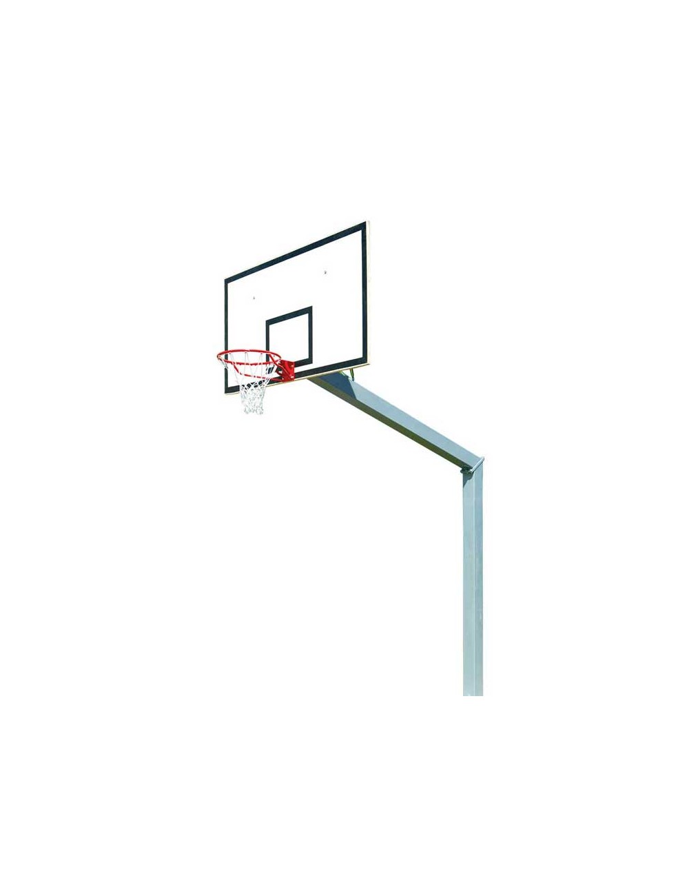 Krepšinio lanko stovas su išlenktu vamzdžiu, išlenkimo ilgis 2.25m, lanko aukštis 3.05m.