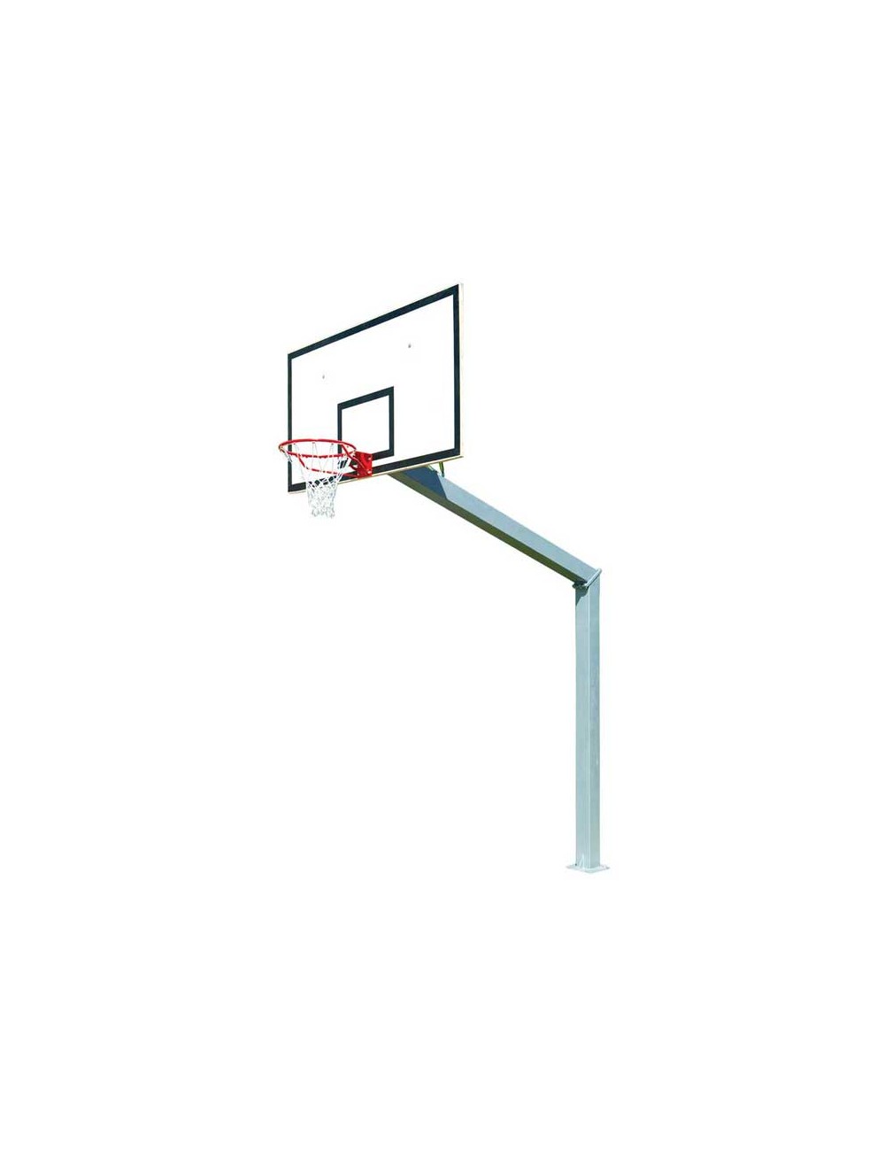Į žemę tvirtinamas krepšinio stovas, išlenktas, aukštis 3.05m.