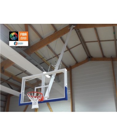 FIBA sertifikuotas 5x5 krepšinio stovas, lygio 2 | Kabinamas ant lubų | reguliuojamas aukštis