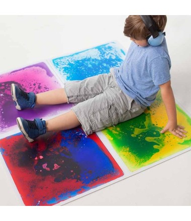 Mėlynos / baltos interaktyvios grindų plytelės