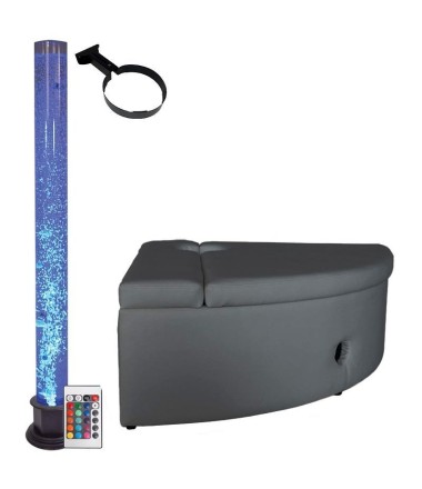 Burbulų vamzdis su pilkos spalvos minkštu kampiniu pagrindu - 183cm.