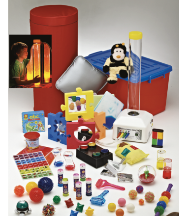 Sensorinis rinkinys su burbulų vamzdžiu ir kitomis priemonėmis