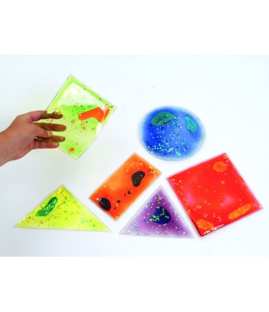 Įvairių spalvų figūros šviesos stalui - 15x15cm.